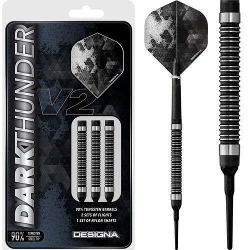 DESIGNA  Dark Thunder V2 Soft Tip Darts - Black 18g Softdarts